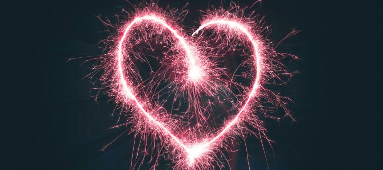 Pink heart made out of sparks